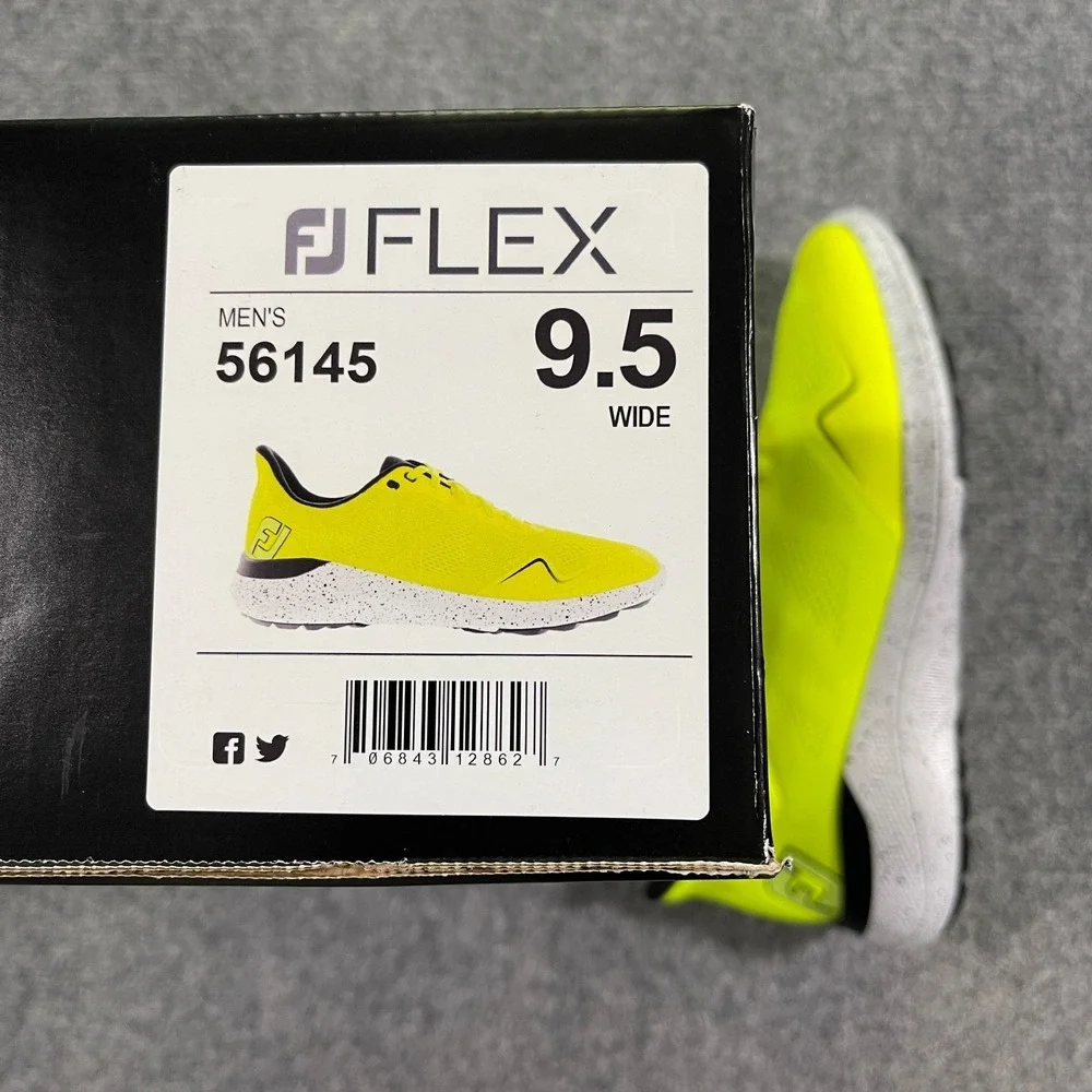 Footjoy FJ Flex Spikeless Golf Shoes Mens 9.5 Wide Citrus Glow Yellow 56145 NEW